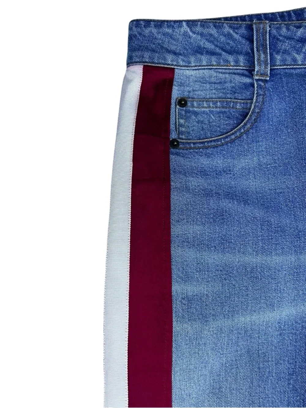 Hellessy High Rise Straight Leg Grosgrain Stripe Side Trim Jeans 28x29 Festival